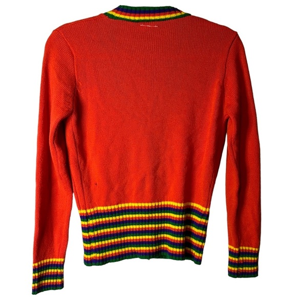 Vintage Starlight Trading Inc Rainbow Striped Button Cardigan 100% Acrylic Korea - Picture 9 of 14